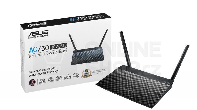 Router Asus RT AC51U AC750 dvoupásmový Wi Fi router USB ONLINESHOP cz