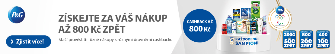 P&G cashback - získejte až 800 Kč zpět