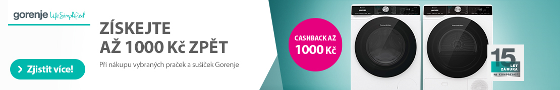 Zakupte praku nebo suiku Gorenje a zskejte CASHBACK a 1 000 K