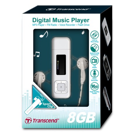 MP3 přehrávač Transcend MP330 8GB, bílý - Transcend MP330 8GB, bílý (foto 1)