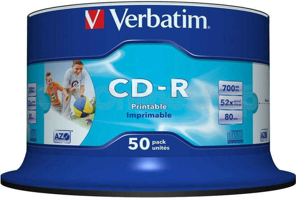 Disk Verbatim CD-R 700MB/80min, 52x, Printable, 50cake