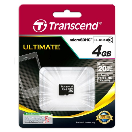 Paměťová karta Transcend MicroSDHC 4GB Class10 - Transcend 4GB microSDHC (foto 1)