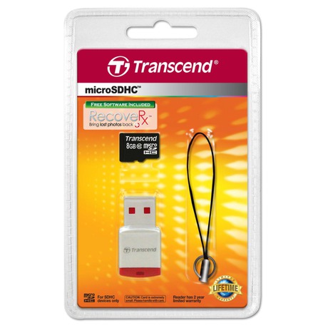 Paměťová karta Transcend MicroSDHC 8GB Class10 + USB reader - Transcend 8GB microSDHC (foto 1)