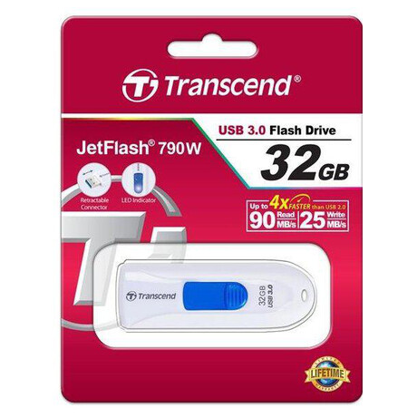 Transcend 32GB JetFlash 790W, USB 3.0 (3.1 Gen 1) flash disk, blo/modr (TS32GJF790W)