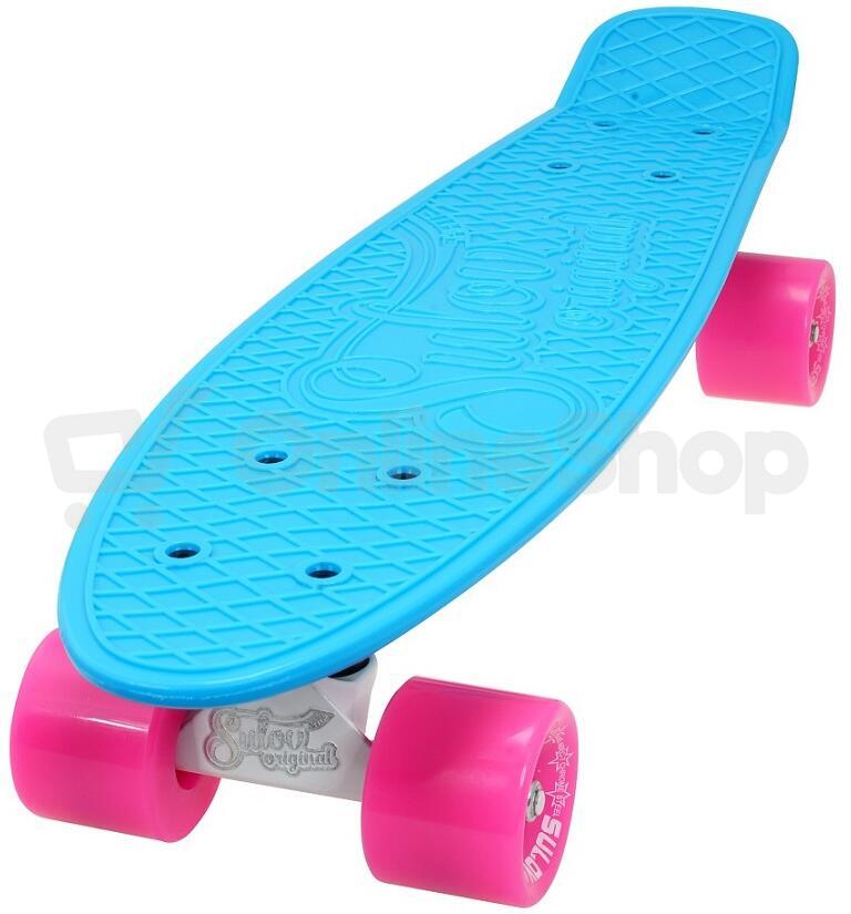 Penny board 22" SULOV® NEON SPEEDWAY sv.modrý-růžový