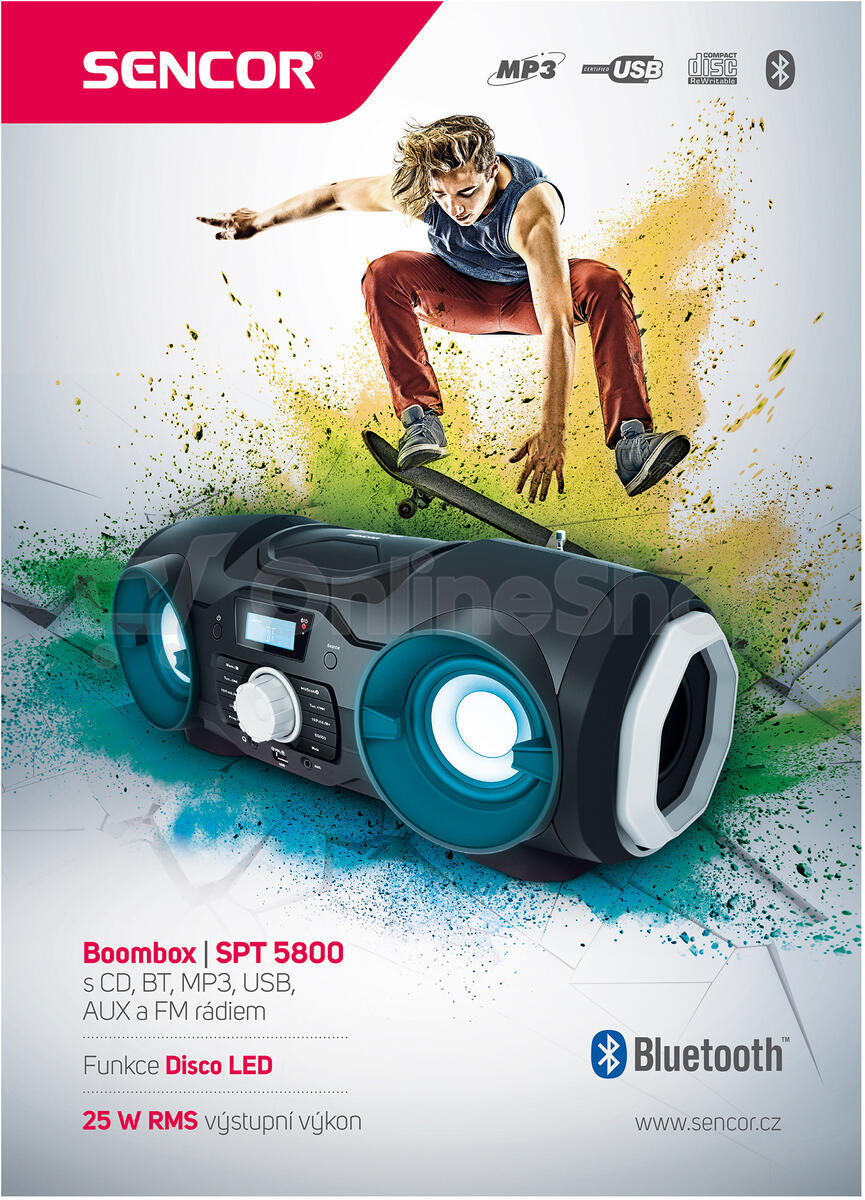 Rádio Sencor SPT 5800, CD/MP3/USB/BT