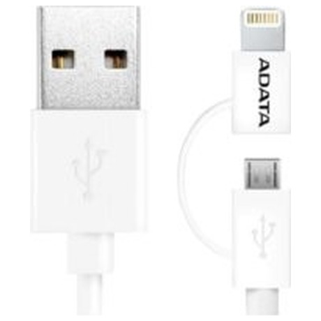 ADATA Lightning/MicroUSB kabel MFi 2v1 bílý (foto 1)