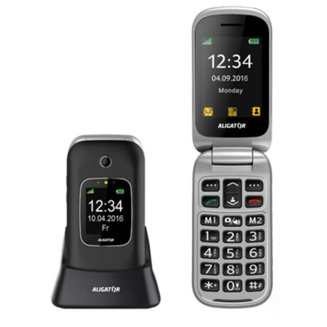 Mobiln telefon ALIGATOR V650 Senior, erno-stbrn