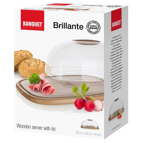 Prknko servrovac s poklopem Banquet BRILLANTE 27061502, 30,3  22,5  14 cm