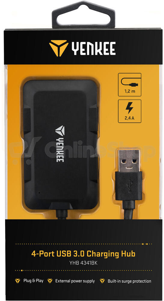 USB Hub Yenkee YHB 4341BK 4x USB 3.0 černý