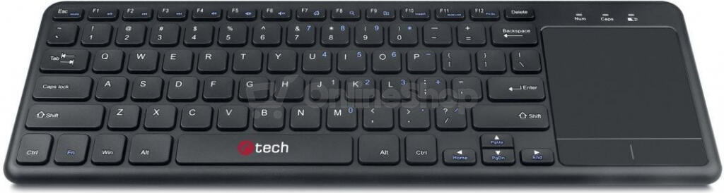 Klávesnice C-TECH WLTK-01, bezdrátová klávesnice s touchpadem, černá, USB