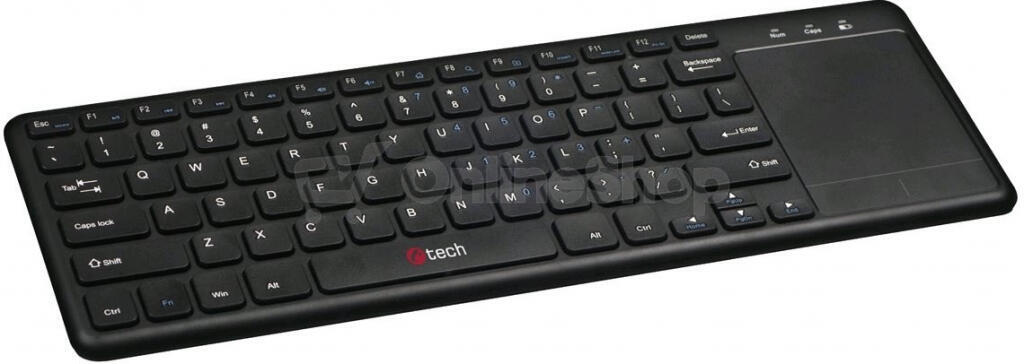 Klávesnice C-TECH WLTK-01, bezdrátová klávesnice s touchpadem, černá, USB