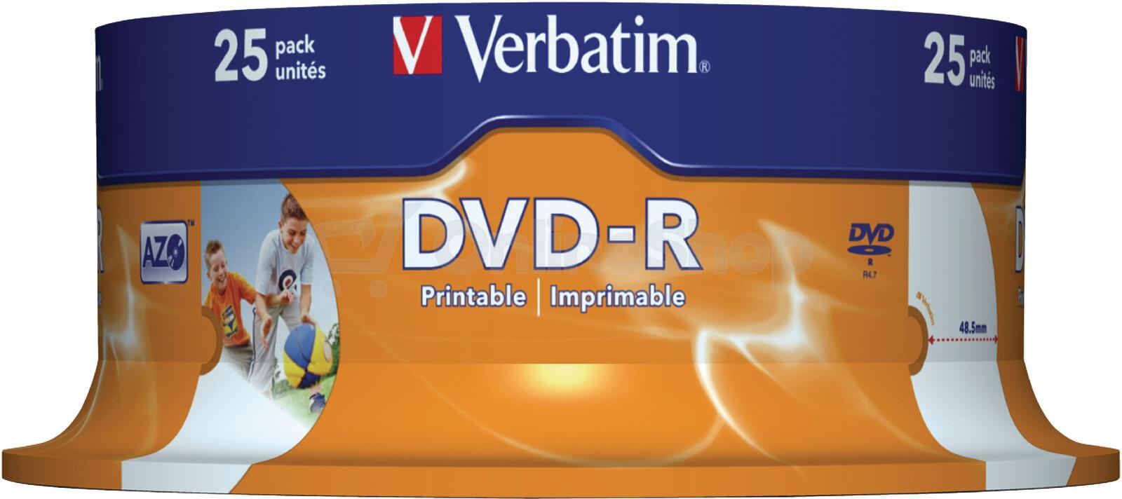 Verbatim DVD-R(25-Pack)Spindl / Printable / 16x / 4.7GB (43538)