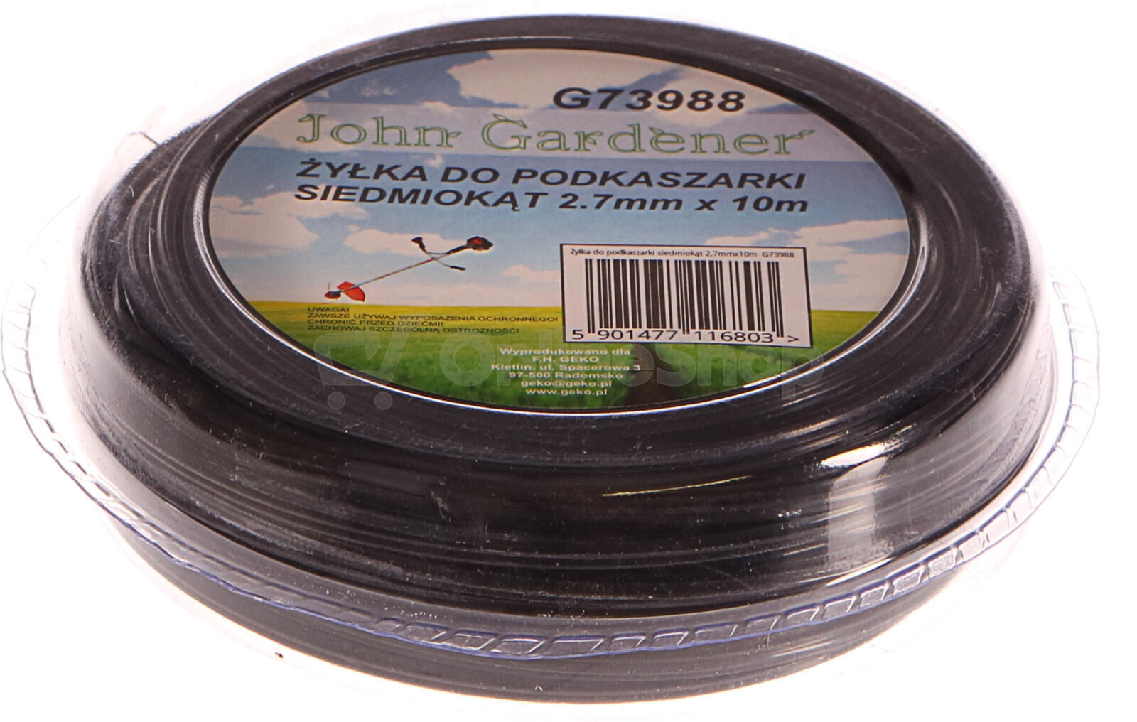 Struna do sekačky černá, 2,7mm, 10m, sedmihran, nylon GEKO