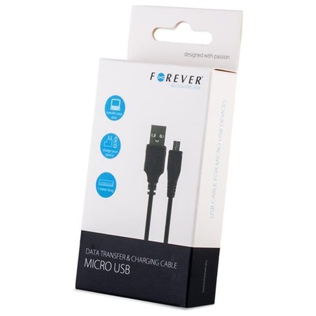 Datový kabel Forever micro USB 1m 1A textilní bílo černý