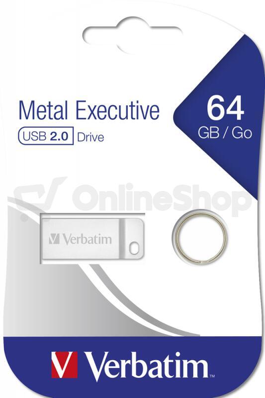 VERBATIM Flash Disk 64GB Metal Executive, USB 2.0, stříbrná (98750)