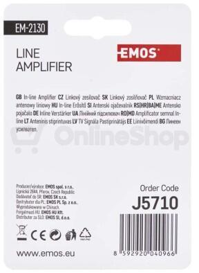 Emos AMP-30, zesilovač DVB-T2/T, 30 dB