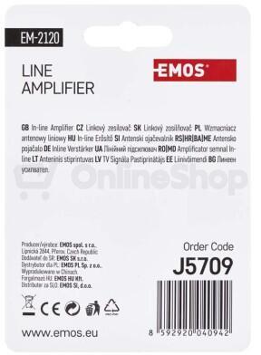 Emos AMP-20, zesilovač DVB-T2/T, 20 dB
