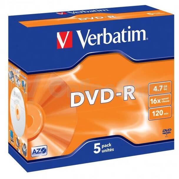 Disk Verbatim DVD-R 4,7GB, 16x, jewel box, 5ks