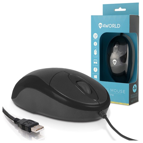4World Myš optická Basic2 USB 1200dpi Black (foto 2)