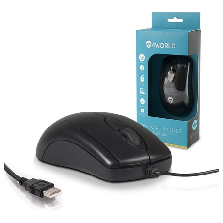 4World Myš optická Basic3 USB 1200dpi Black (06710)