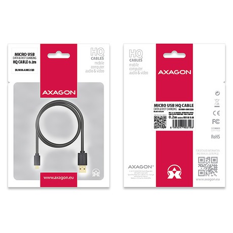 AXAGON HQ&nbsp;Kabel Micro USB, 2A, černý, 2&nbsp;m (foto 2)