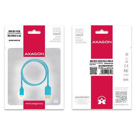 AXAGON HQ&nbsp;Kabel Micro USB, 2A, modrý, 0.2 m (foto 3)