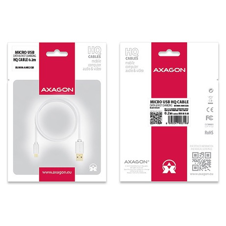 AXAGON HQ&nbsp;Kabel Micro USB, 2A, bílý, 2&nbsp;m (foto 2)