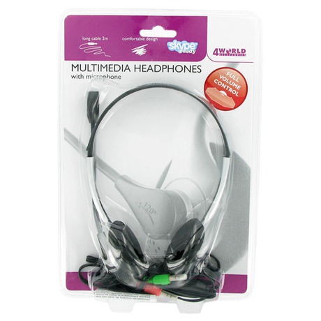 4World Headset 3.5mm 1.8m Silver