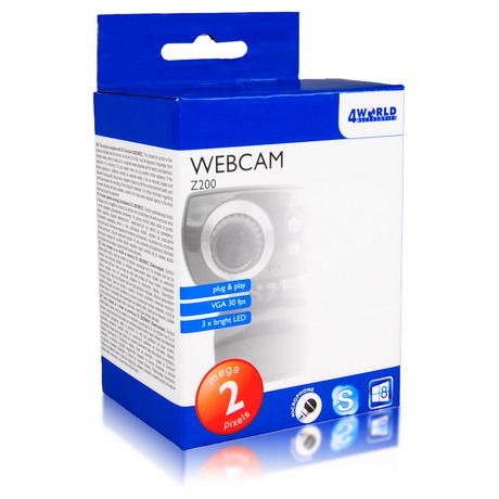 4World Webkamera 2M LED USB Black/Silver (10133)