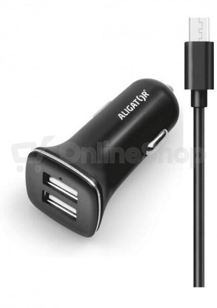 Nabíječka Aligator AN 2,4A,2xUSB,MicroUSB,černá CHA0002