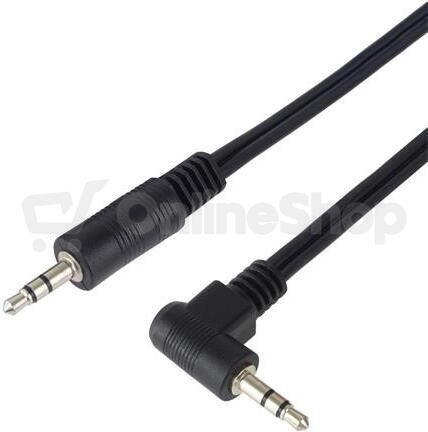 PremiumCord Kabel Jack 3,5 mm - 3,5 mm konektor 90° M/M/ 1m/ černý (kjackmm1-90)