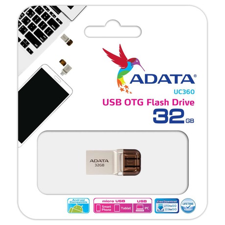 ADATA flash disk 32GB UC360 OTG USB 3.1 micro USB kovový (foto 1)