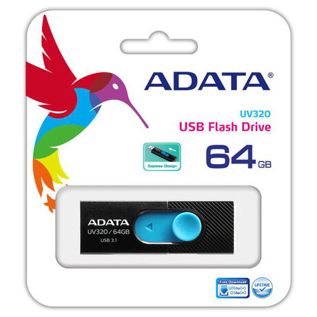 ADATA flash disk 64GB  UV320 USB 3.1 černo-modrý (foto 2)