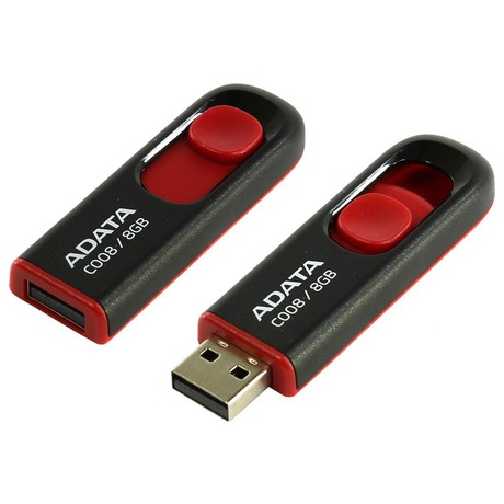 ADATA flash disk 8GB C008 USB 2.0 černý (AC008-8G-RKD)