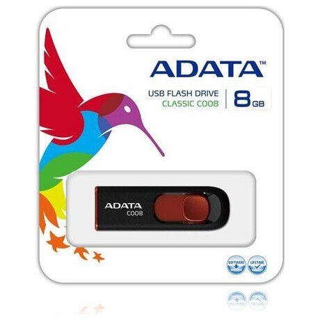 ADATA flash disk 8GB C008 USB 2.0 černý (AC008-8G-RKD)