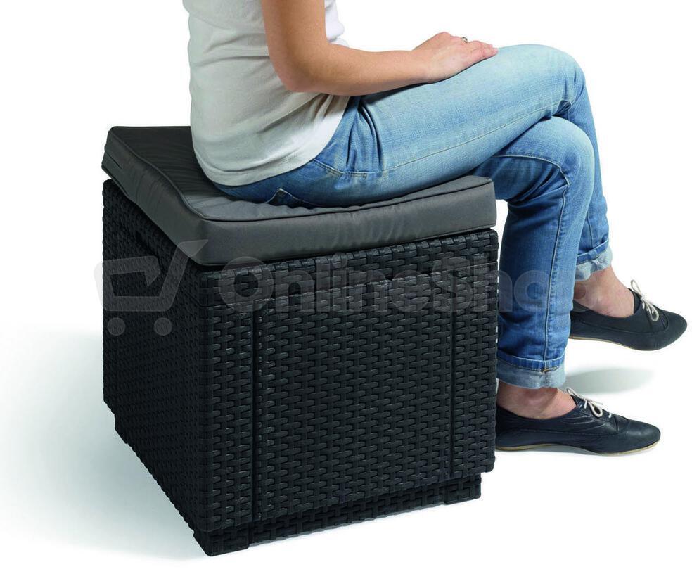 KETER CUBE taburet - grafit + šedá poduška