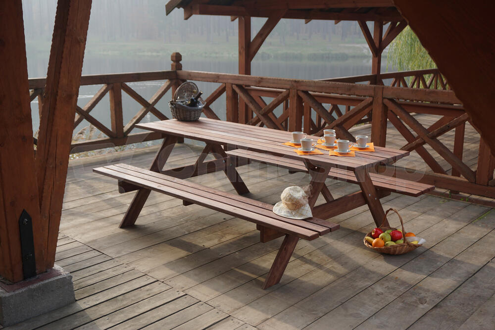 ROJA PIKNIK zahradní set dřevěný - 200 cm - mořený