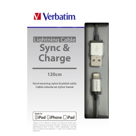 Verbatim Lightning kabel 120cm,SYNC&CHARGE silver (foto 3)