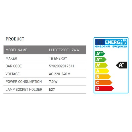 TB ENERGY E27, 230V, 7W, Teplá bílá (foto 1)