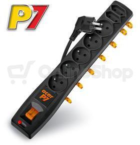 Rozvodný panel ACAR P7/3m 5+2x220V černý+přep.ochr (9601)