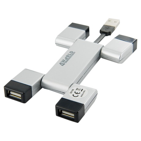 4World HUB Folded 4xUSB 2.0 pasivní Silver (foto 3)