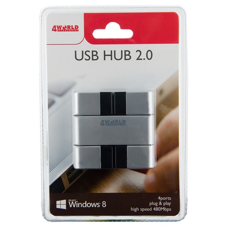 4World HUB Folded 4xUSB 2.0 pasivní Silver (foto 4)