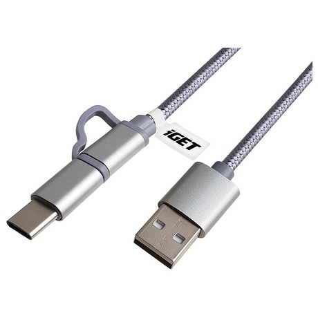 iGET G2V1 - USB kabel Micro USB/ USB - C dlouh pro veker mobiln telefony, vetn odolnch (84000425)