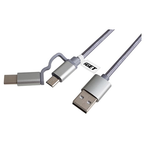 iGET G2V1 - USB kabel Micro USB/ USB - C dlouh pro veker mobiln telefony, vetn odolnch (84000425)