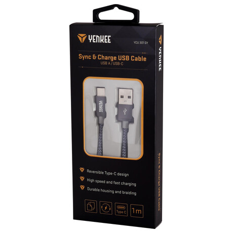 USB kabel Yenkee YCU 301 GY USB A 2.0 / C 1m