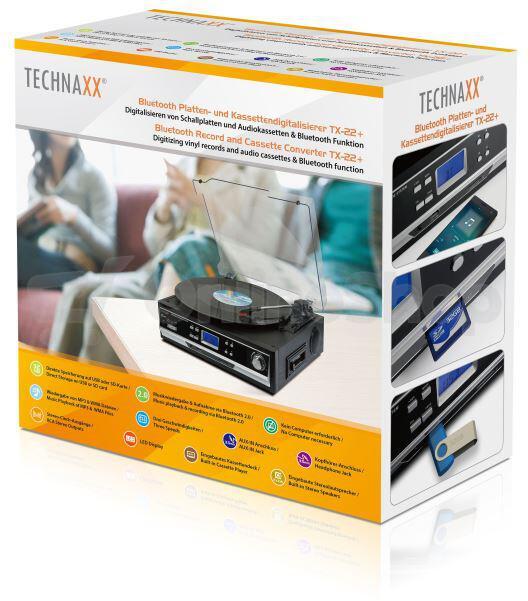 Technaxx USB gramofon/konvertor - převod gramofonových desek a audio kazet do MP3 formátu (TX-22+) (4717)