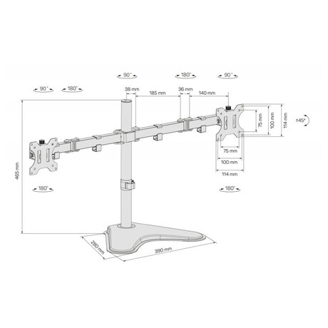 CONNECT IT TwinArm stoln drk na 2 monitory, s podstavcem, ERN (CMF-3204-BK)