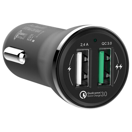 Adaptr do auta GoGEN CHQ 27, 2x USB, 2,4A s funkc rychlonabjen QC 3.0 (18W) - ern