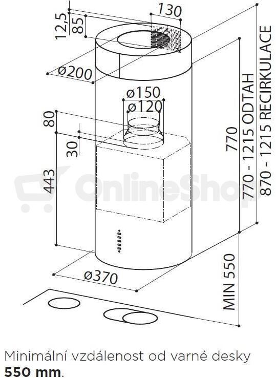 Odsavač par Faber CYLINDRA ISOLA GLOSS PLUS EV8 W A37